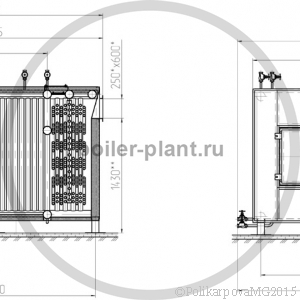 Чертеж котла 800 КВт газового вид 2