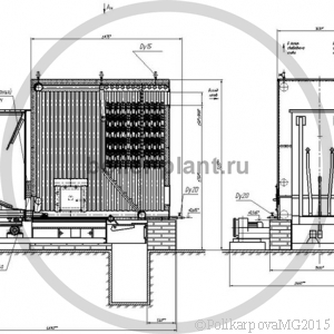 Чертеж угольного котла 1,6 МВт с ТШПМ вид сбоку