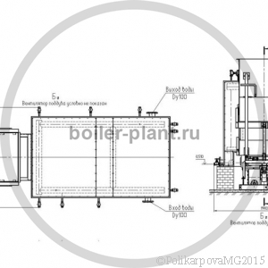 Чертеж угольного котла 800 КВт с ТШПМ вид сверху