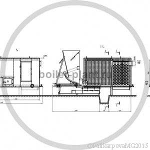 Чертеж угольного котла 800 КВт с ТШПМ вид сбоку