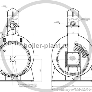 Чертеж газового парогенератора 500 кг фронт котла