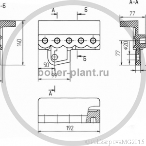 Чертеж держателя левого (5 отверстий) 00.7003.004 (Т 220.13.002)