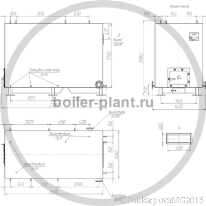 Чертеж твердотопливного котла 1 МВт РПК с колосниковой решеткой