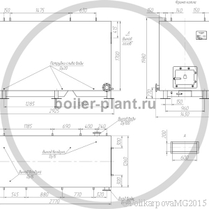 Чертеж твердотопливного котла 1,1 МВт РПК с РВР