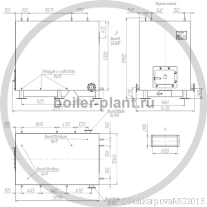 Чертеж твердотопливного котла 600 кВт РПК с РВР