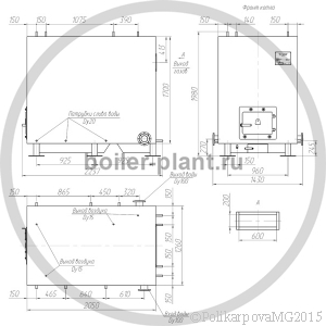 Чертеж твердотопливного котла 600 кВт РПК с колосниковой решеткой