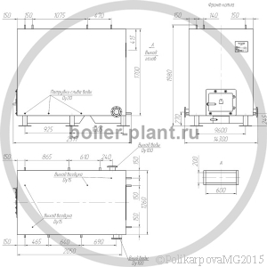 Чертеж твердотопливного котла 700 кВт РПК с РВР