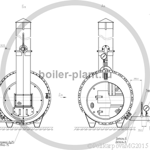 Чертеж твердотопливного парогенератора 300 кг фронт котла