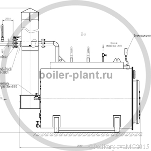 Чертеж твердотопливного парогенератора 300 кг вид сбоку