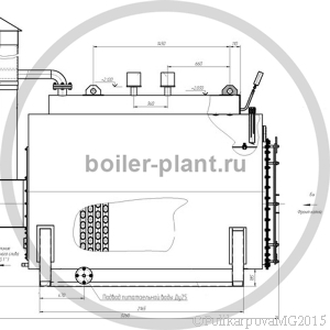 Чертеж твердотопливного парогенератора 500 кг вид сбоку