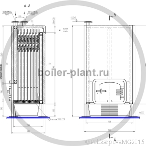 Чертеж котла на дровах 150 КВт