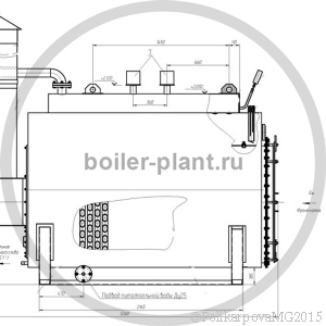 Чертеж парового котла КВ 500 на дизеле вид сбоку