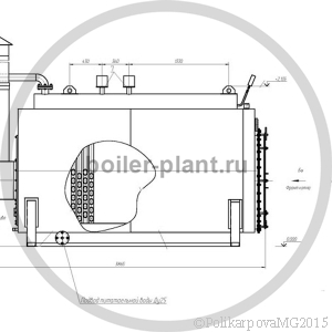 Чертеж парогенератора 700 кг на мазуте вид сбоку